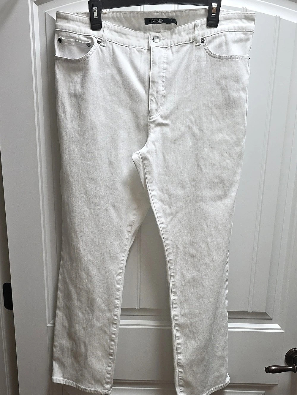 Lauren Ralph Lauren Women's Straight Leg Jeans White Waist 16